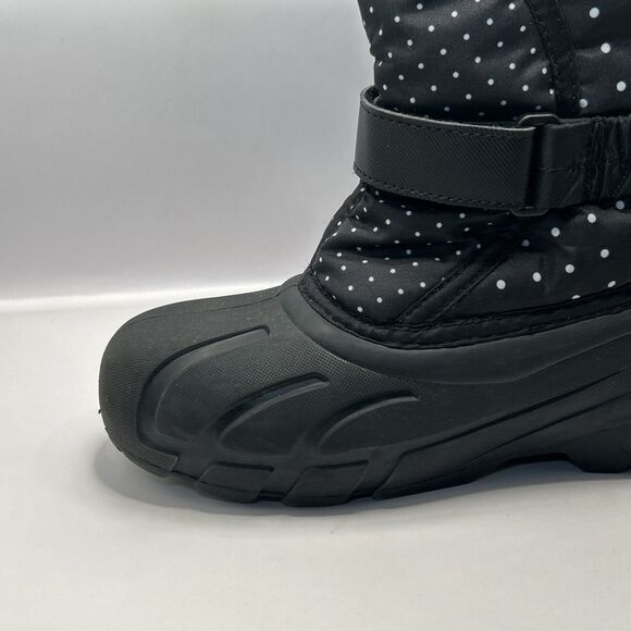 Sorel Snow Boots Youth Size 4 Black White Polka Dots Waterproof Insulated - Picture 4 of 16